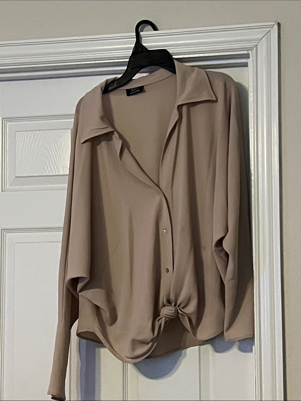 Women's Tie-Front Blouse - Beige